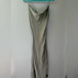 Victoria’s Secret gray satin slip dress with leg slit new never worn